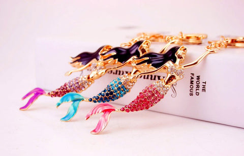 Schlüsselanhänger - Meerjungfrau mit Kristallen